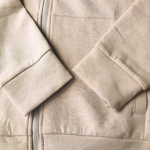 Gap Fit Hoodie Sweatshirt Full Zip Jacket Cotton blend Size S Beige Breathable - Picture 8 of 11